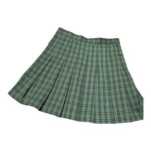 Ardene Plaid Tennis Skirt Green Blue Small Preppy Girl Next Door Pleated Classic